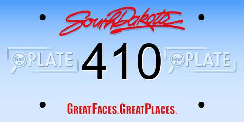 410 South Dakota License Plate