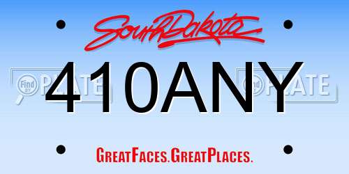 410ANY South Dakota License Plate