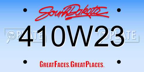 410W23 South Dakota License Plate
