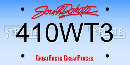 410WT3 South Dakota License Plate