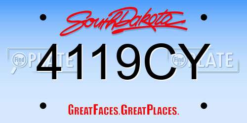 4119CY South Dakota License Plate