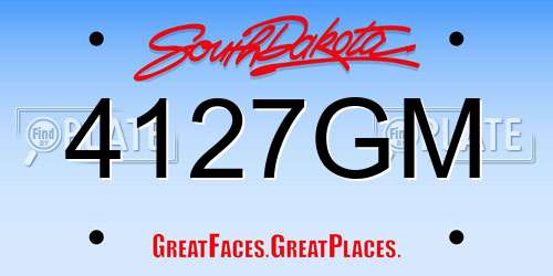 4127GM South Dakota License Plate