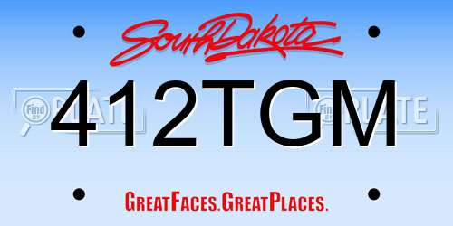 412TGM South Dakota License Plate