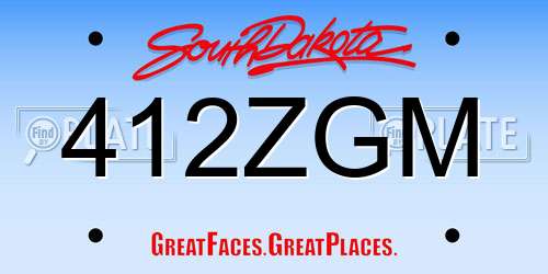412ZGM South Dakota License Plate