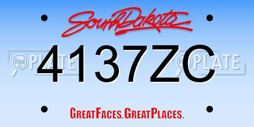4137ZC South Dakota License Plate