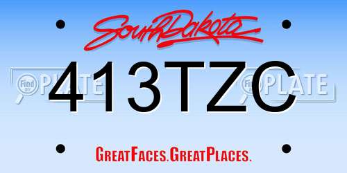 413TZC South Dakota License Plate