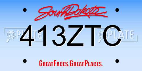 413ZTC South Dakota License Plate