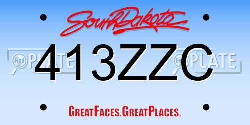 413ZZC South Dakota License Plate