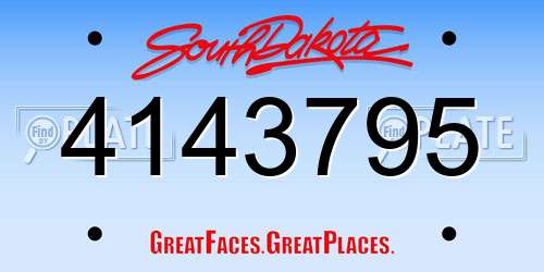 4143795 South Dakota License Plate
