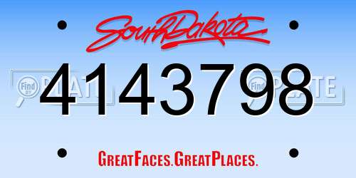 4143798 South Dakota License Plate