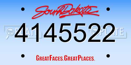 4145522 South Dakota License Plate