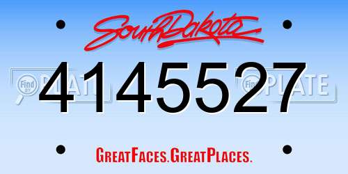 4145527 South Dakota License Plate