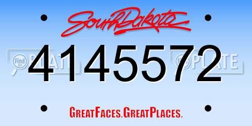 4145572 South Dakota License Plate