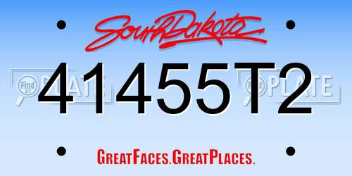 41455T2 South Dakota License Plate