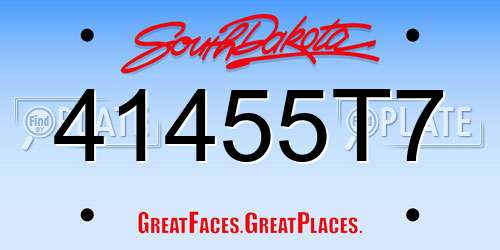41455T7 South Dakota License Plate