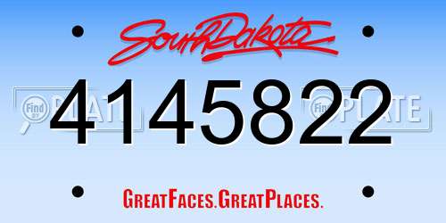 4145822 South Dakota License Plate