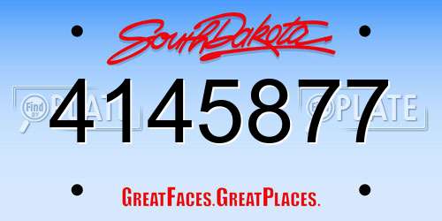 4145877 South Dakota License Plate
