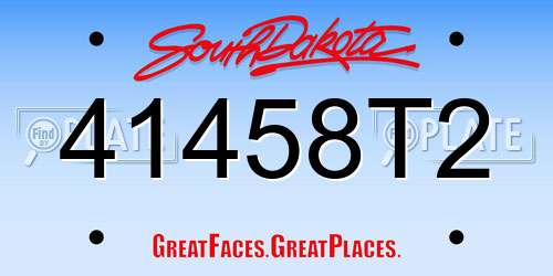 41458T2 South Dakota License Plate