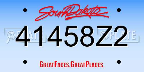 41458Z2 South Dakota License Plate