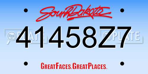41458Z7 South Dakota License Plate
