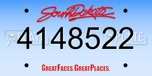 4148522 South Dakota License Plate