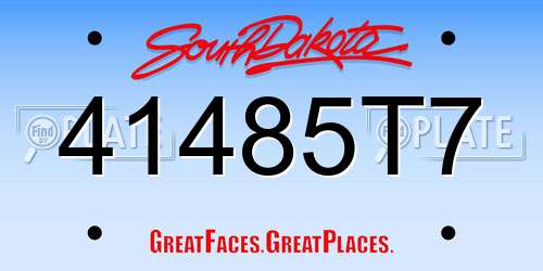 41485T7 South Dakota License Plate