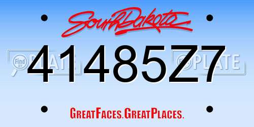 41485Z7 South Dakota License Plate