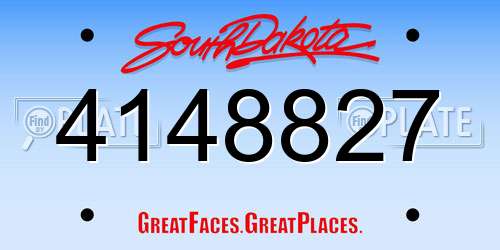 4148827 South Dakota License Plate