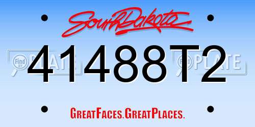 41488T2 South Dakota License Plate