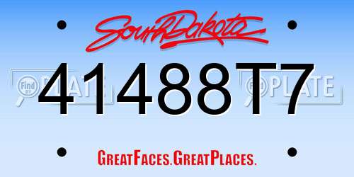 41488T7 South Dakota License Plate