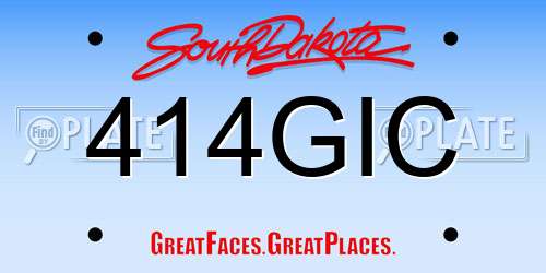 414GIC South Dakota License Plate