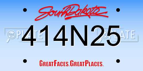 414N25 South Dakota License Plate