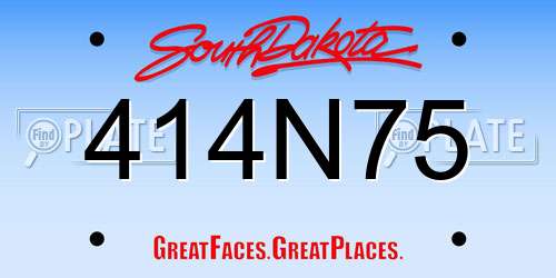 414N75 South Dakota License Plate