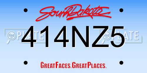 414NZ5 South Dakota License Plate