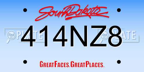 414NZ8 South Dakota License Plate