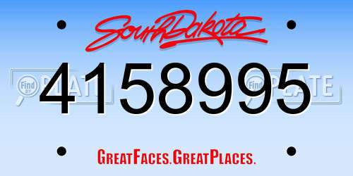 4158995 South Dakota License Plate