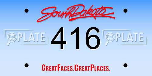 416 South Dakota License Plate