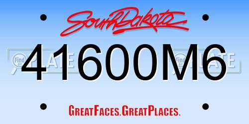 41600M6 South Dakota License Plate