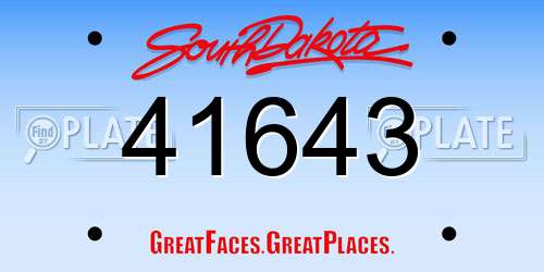 41643 South Dakota License Plate