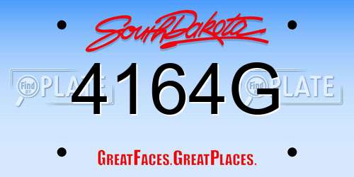 4164G South Dakota License Plate