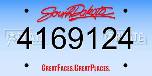 4169124 South Dakota License Plate