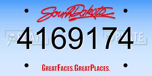 4169174 South Dakota License Plate