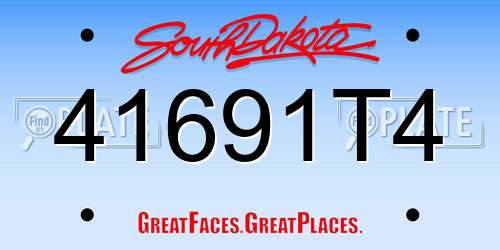 41691T4 South Dakota License Plate