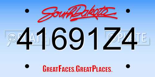 41691Z4 South Dakota License Plate