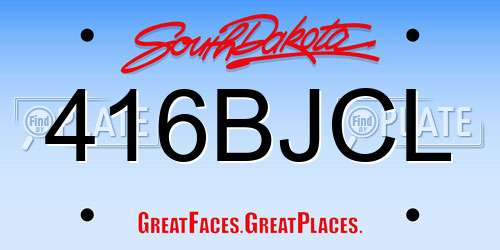 416BJCL South Dakota License Plate