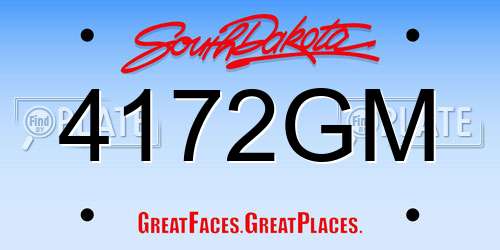 4172GM South Dakota License Plate