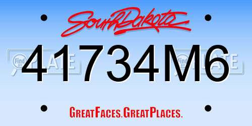 41734M6 South Dakota License Plate