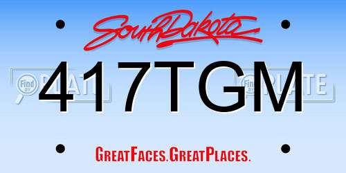 417TGM South Dakota License Plate