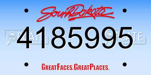 4185995 South Dakota License Plate