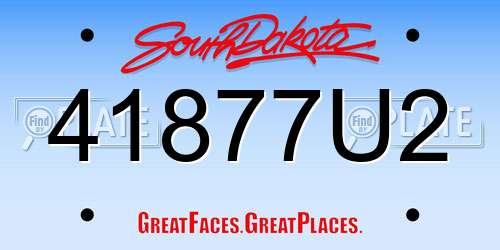 41877U2 South Dakota License Plate
